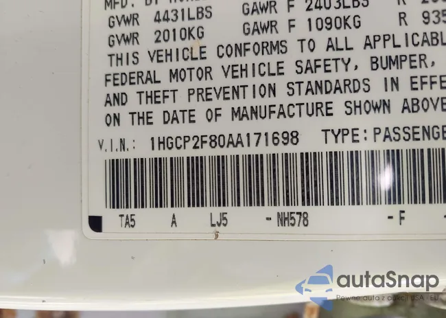 1HGCP2F80AA171698: 44644885