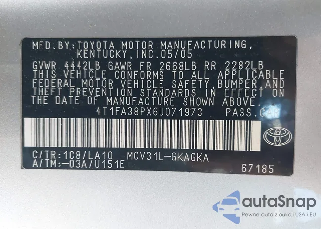 4T1FA38PX6U071973: 44644139