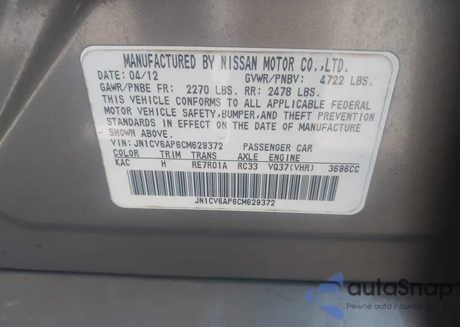 JN1CV6AP6CM629372: 44644212