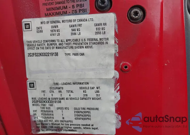 2G2FS22KXX2219138: 44646665