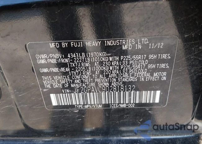 JF2GPAVC9D2818132: 44646749