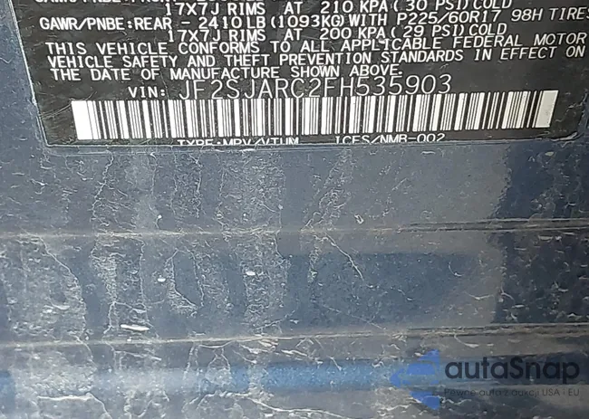 JF2SJARC2FH535903: 44646065