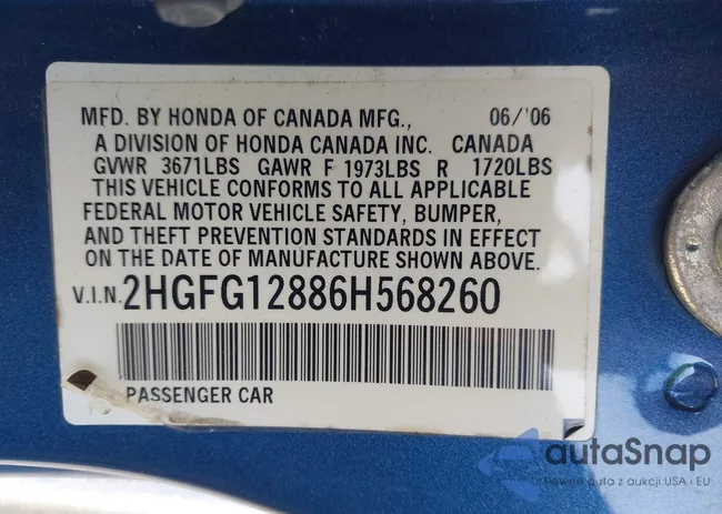 2HGFG12886H568260: 44646193