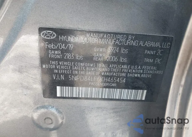 5NPD84LF6KH465454: 44647670