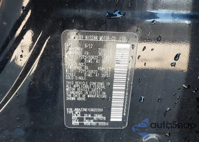 JN8AZ2NE1C9022359: 44647676