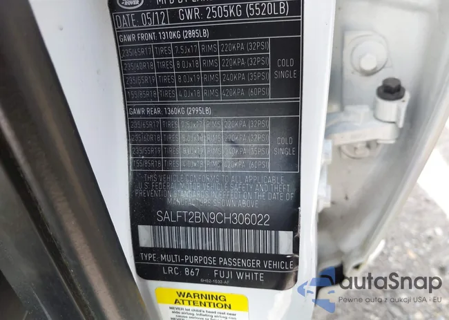 SALFT2BN9CH306022: 44647724