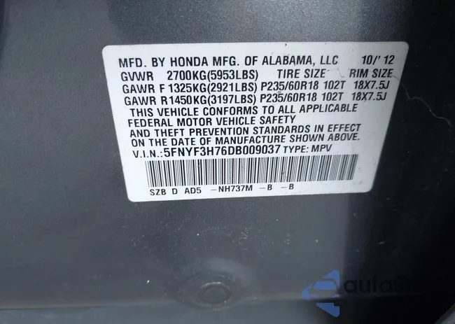 5FNYF3H76DB009037: 44647271