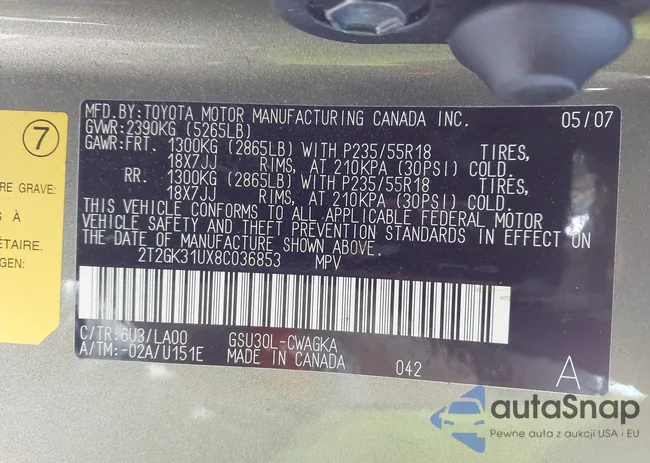 2T2GK31UX8C036853: 44648870