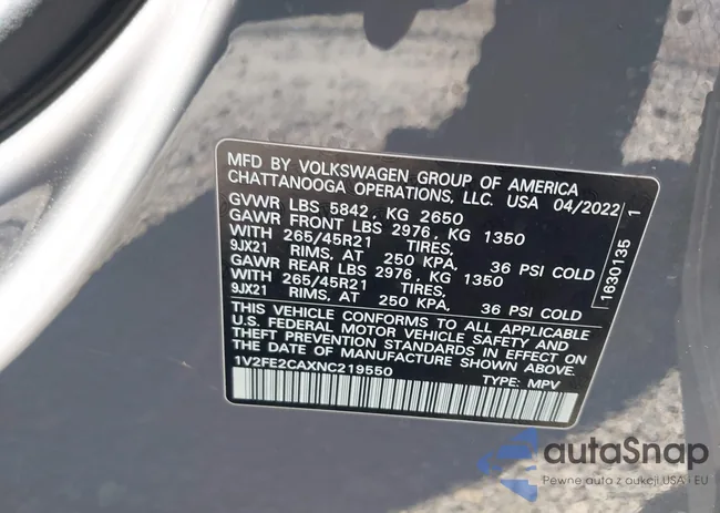 1V2FE2CAXNC219550: 44650709