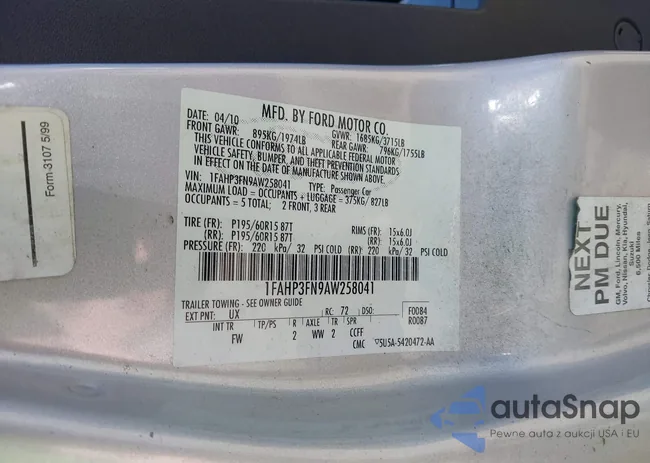 1FAHP3FN9AW258041: 44651002