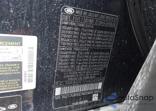 SALRRBBV1HA045965: 44659785