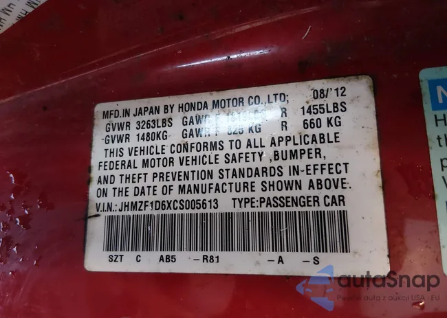 JHMZF1D6XCS005613: 44659143