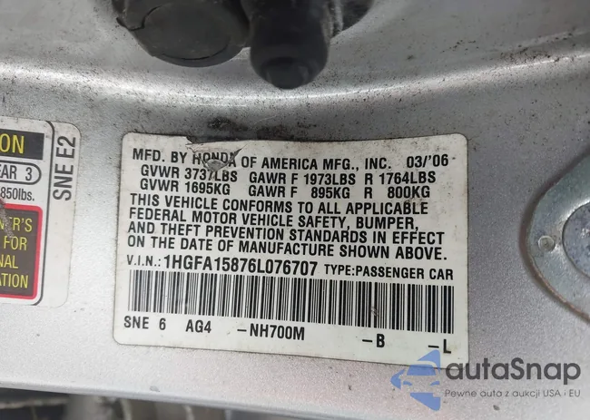 1HGFA15876L076707: 44659241