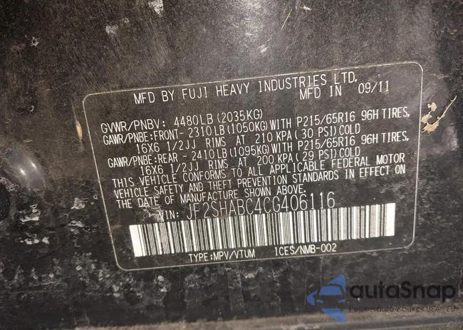 JF2SHABC4CG406116: 44659347