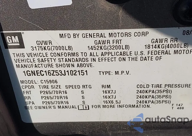 1GNEC16Z53J102151: 44660450