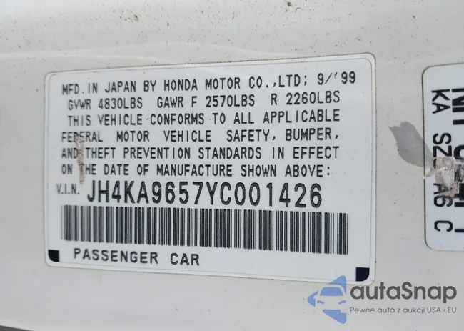 JH4KA9657YC001426: 44660570