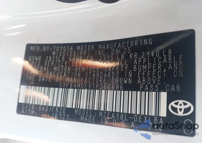 5YFB4MDEXTP366696: 44660588