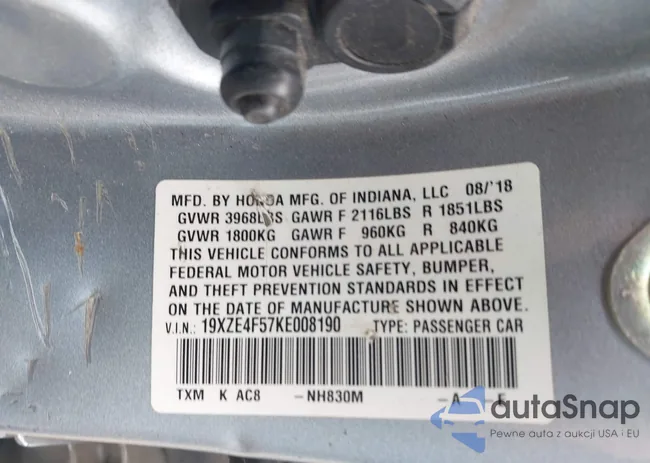 19XZE4F57KE008190: 44660636