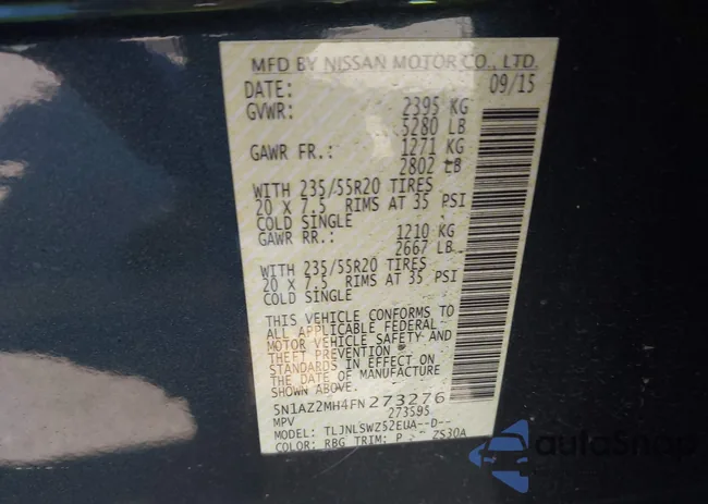 5N1AZ2MH4FN273276: 44661095