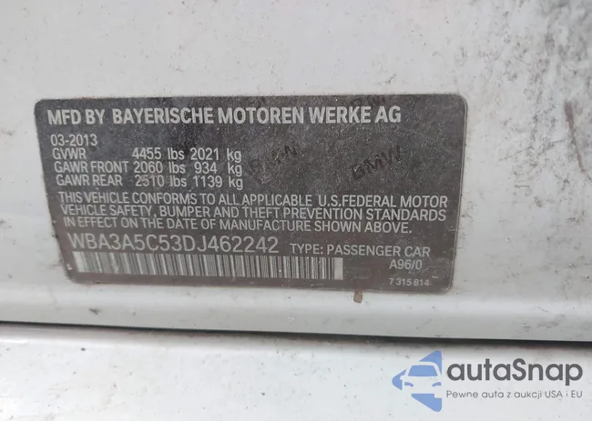 WBA3A5C53DJ462242: 44663362