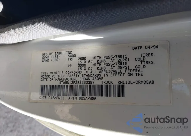 4TARN13P2RZ233387: 44663604