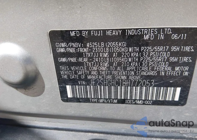 JF2SHGHC1BH772053: 44663955