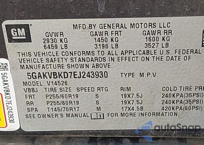 5GAKVBKD7EJ243930: 44664589