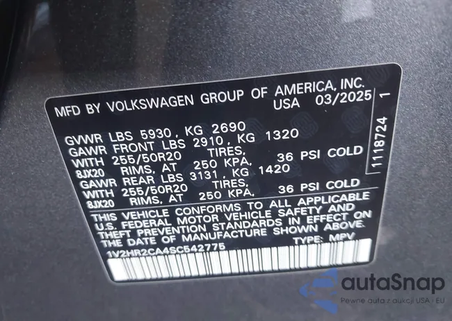 1V2HR2CA4SC542775: 44664083