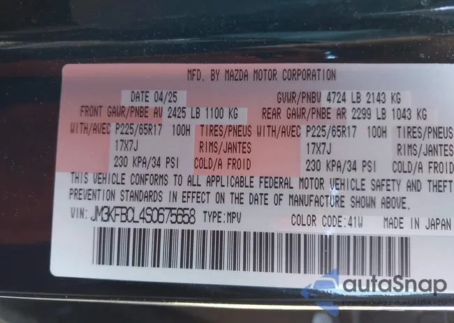 JM3KFBCL4S0675658: 44664122