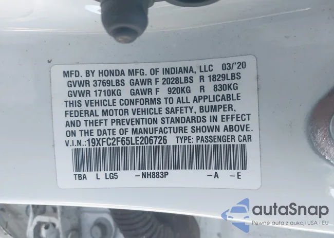 19XFC2F65LE206726: 44664223