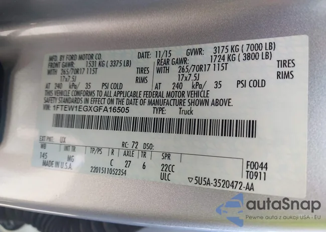 1FTEW1EGXGFA16505: 44665908