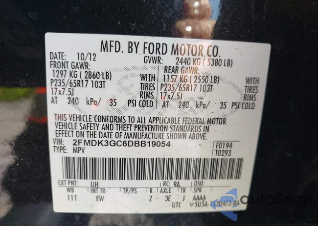 2FMDK3GC6DBB19054: 44667605