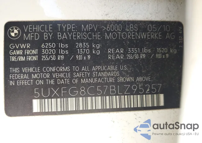 5UXFG8C57BLZ95257: 44667625