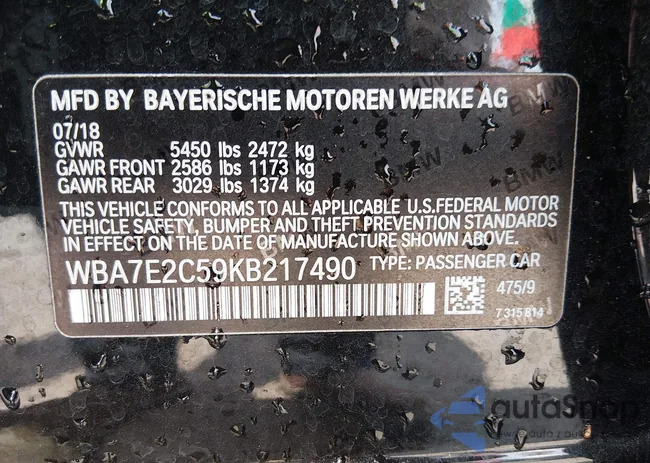 WBA7E2C59KB217490: 44666927