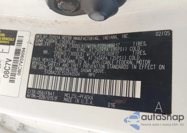 5TDBA23C15S040504: 44667010