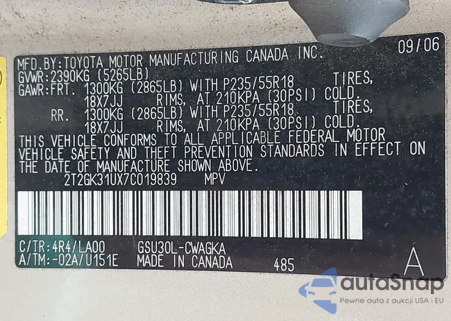 2T2GK31UX7C019839: 44668780