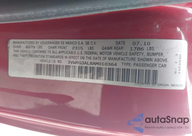 3VWRG3AL8AM010364: 44671873