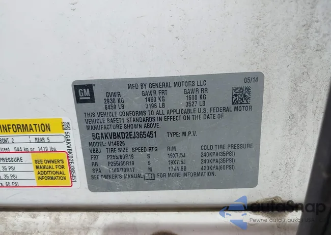 5GAKVBKD2EJ365451: 44670991