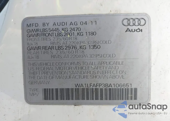 WA1LFAFP3BA106651: 44672389