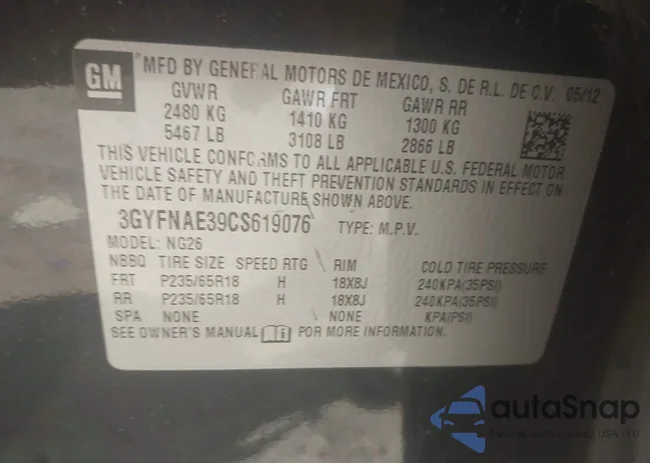 3GYFNAE39CS619076: 44672846