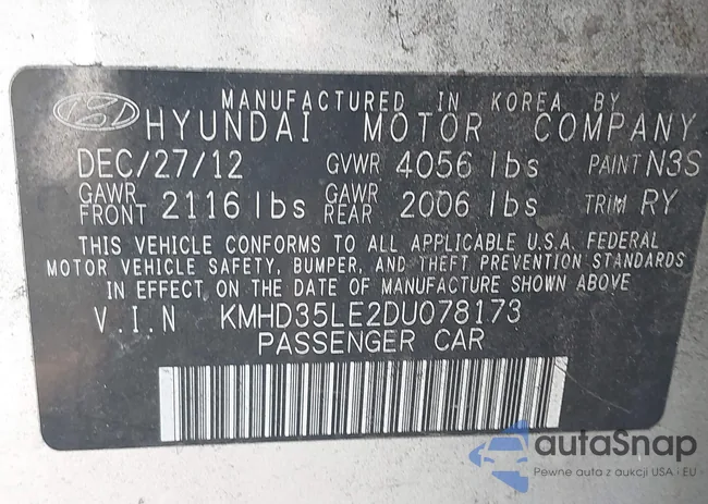 KMHD35LE2DU078173: 44674956