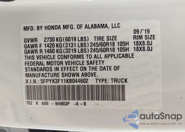 5FPYK3F11KB044602: 44681045