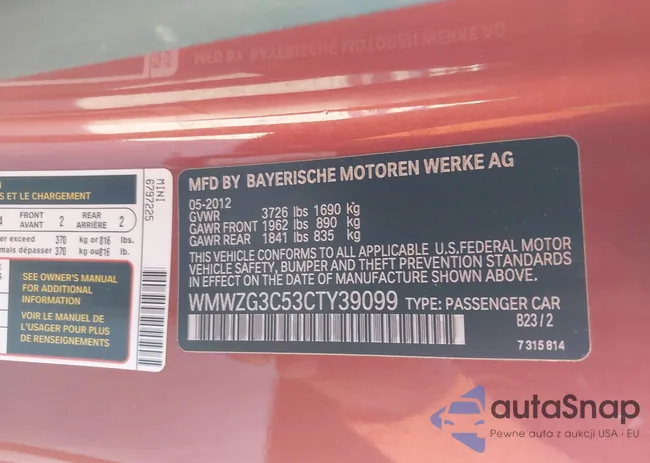 WMWZG3C53CTY39099: 44683043