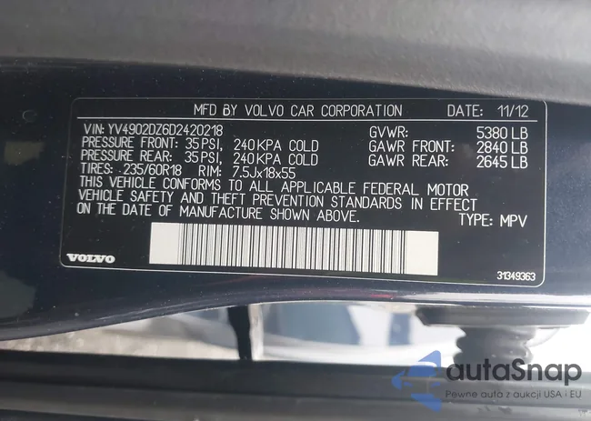 YV4902DZ6D2420218: 44683084