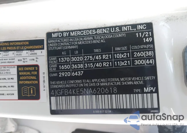 4JGFB4KE5NA620618: 44684090