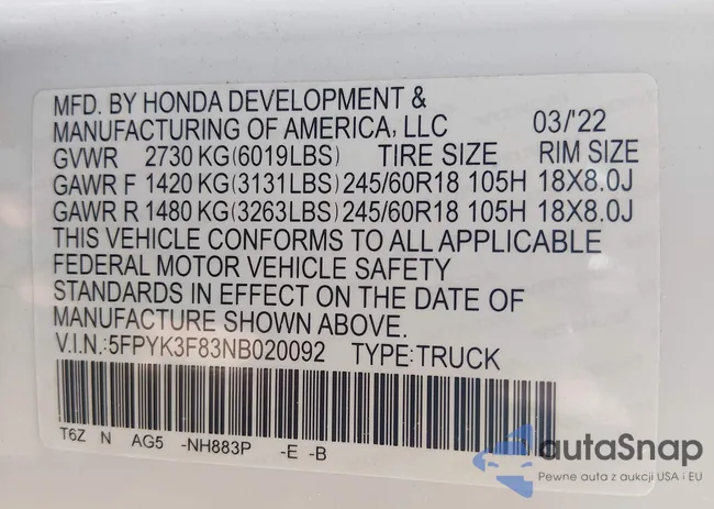 5FPYK3F83NB020092: 44685295