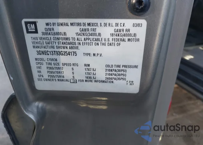 3GNEC13T93G254175: 44685279