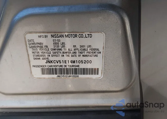 JNKCV51E14M105200: 44686612