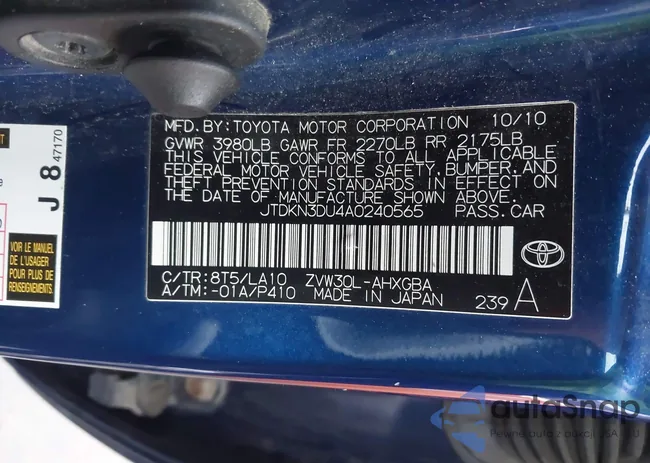 JTDKN3DU4A0240565: 44686642