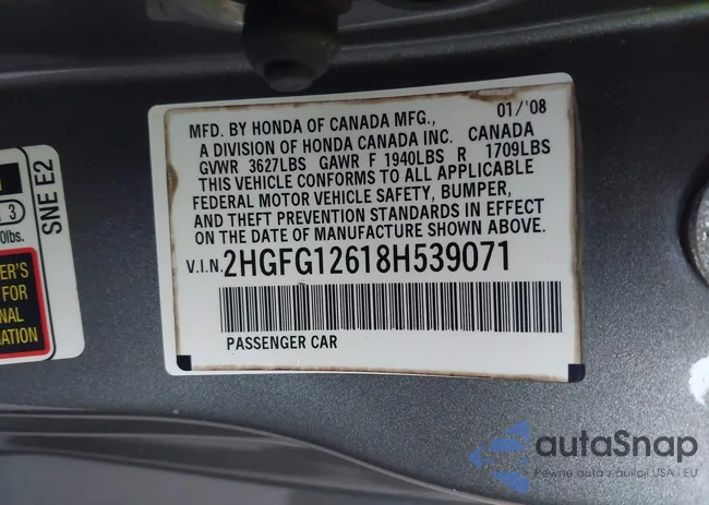 2HGFG12618H539071: 44686776